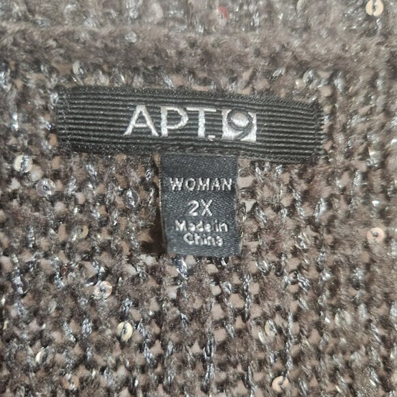 APT.9 V-neck Gray/Silver Sparkle Sweater 2X - Picture 3 of 5